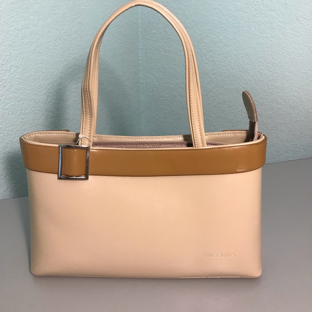 Angelina handbag, cream with caramel accent
